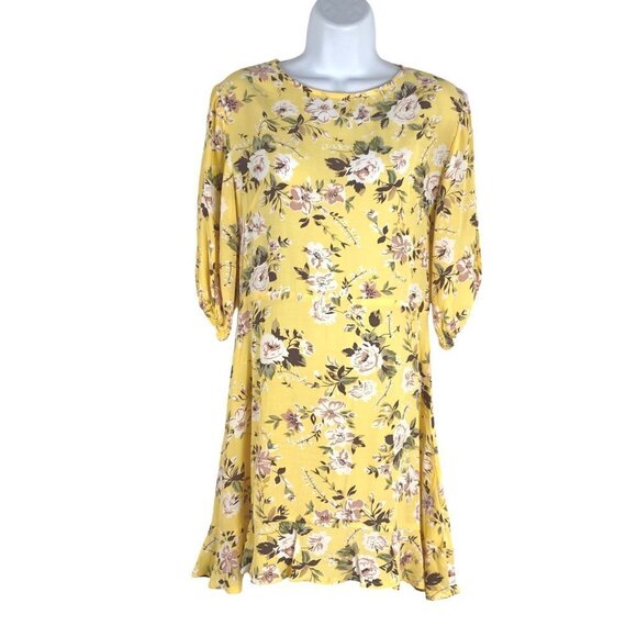 Faithful The Brand‎ Jeanette Pomeline Dress Size 4 Floral Yellow Rayon DR-1254 - Picture 1 of 10